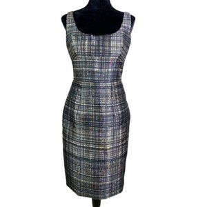 $435 Milly Round Neck Sleeveless Printed Dress Black Satin Size 10